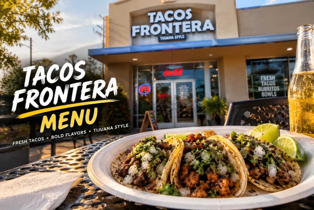 Street-style tacos from the Tacos Frontera menu with lime and cilantro